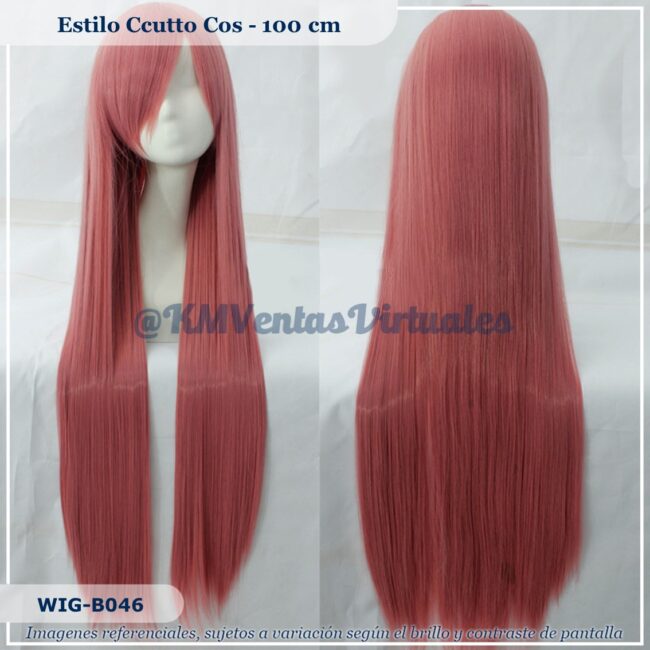 peluca larga kanekalon rosado (wig b046)